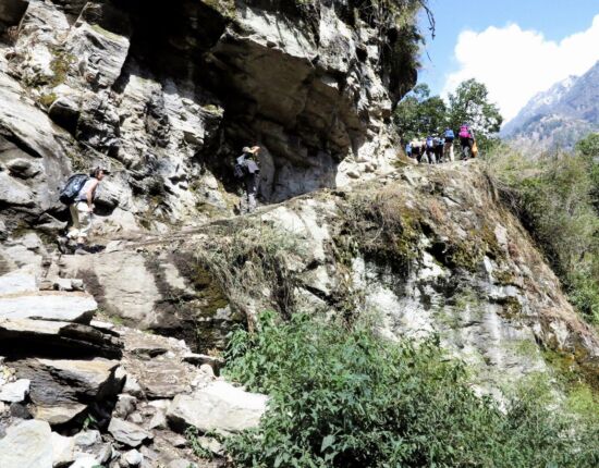 Auf schmalem Pfad geht es aufwärts.