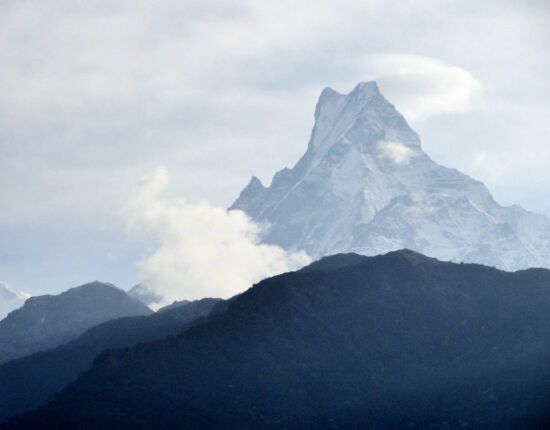 Machapuchare (Fishtail, 6.997 m) von Ghandruk aus.
