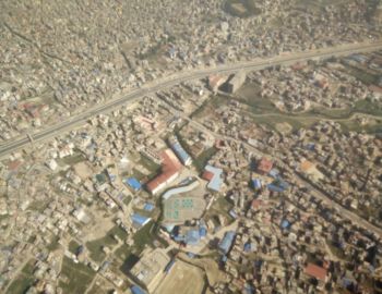 Im Landeanflug über Kathmandu.