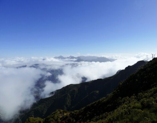 Aus dem Wolkenmeer ragen die höchsten Gipfel Madeiras.
