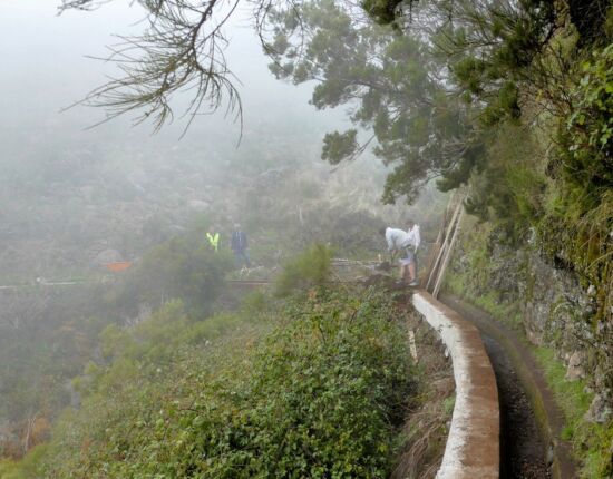 Instandsetzungsarbeiten an der Levada do Paúl.