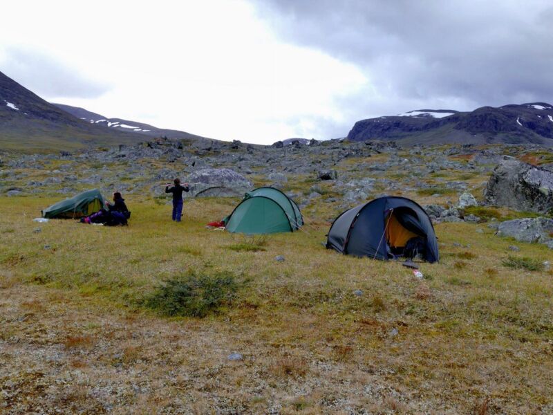 Unser Zeltplatz vor Tjäktja.