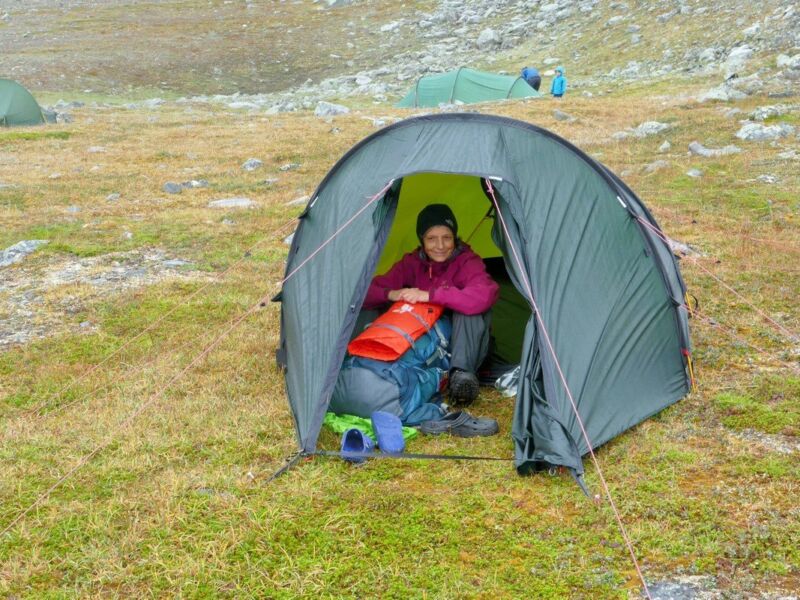 Zelten im Lapporten - leider im Regen und Nebel.