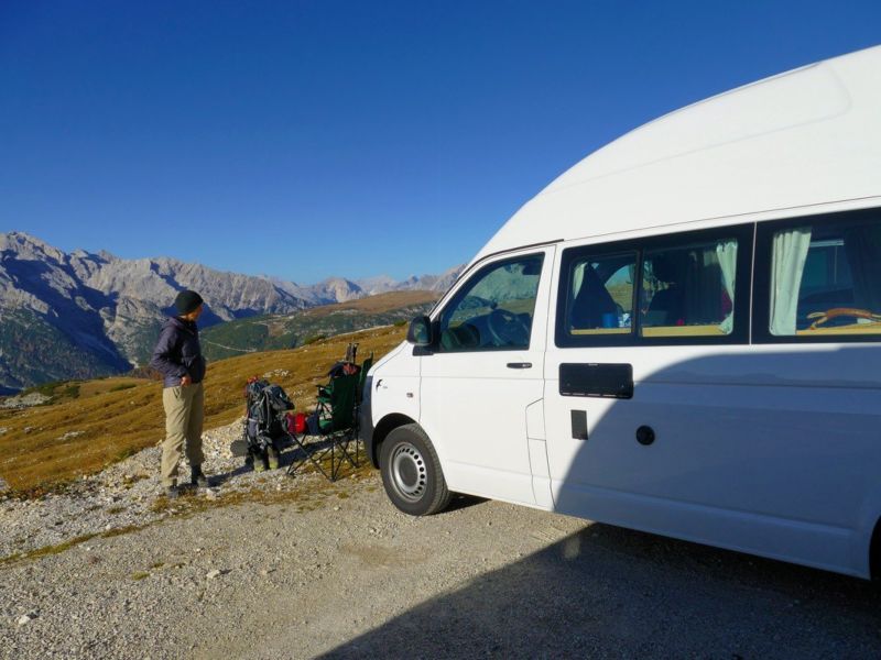 Start der Runde ist der WoMo-Parkplatz bei der Auronzohütte.