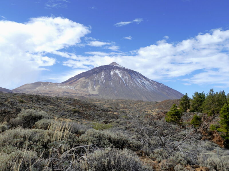 Beim Start haben wir einen schönen Blick auf den Teide.